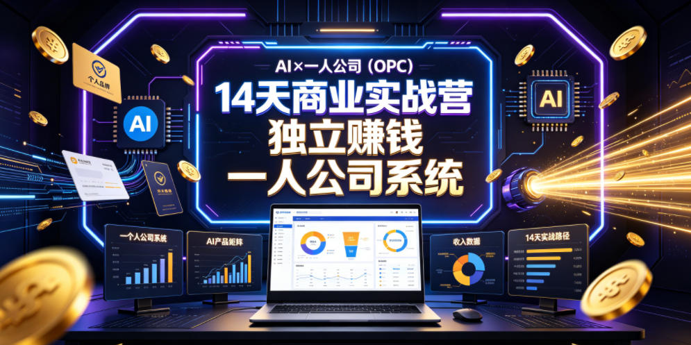 AI×一人公司（OPC）14天商业实战营，用AI帮你搭建一个属于你自己的、能独立賺钱的一人公司系统-985网创
