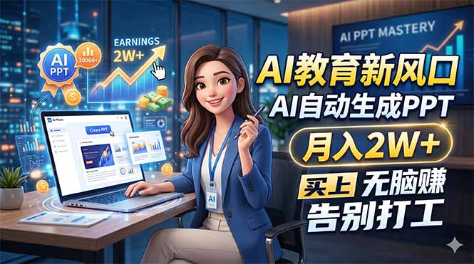 AI教育新风口，AI自动生成PPT，月入2W+，无脑赚，告别打工-985网创