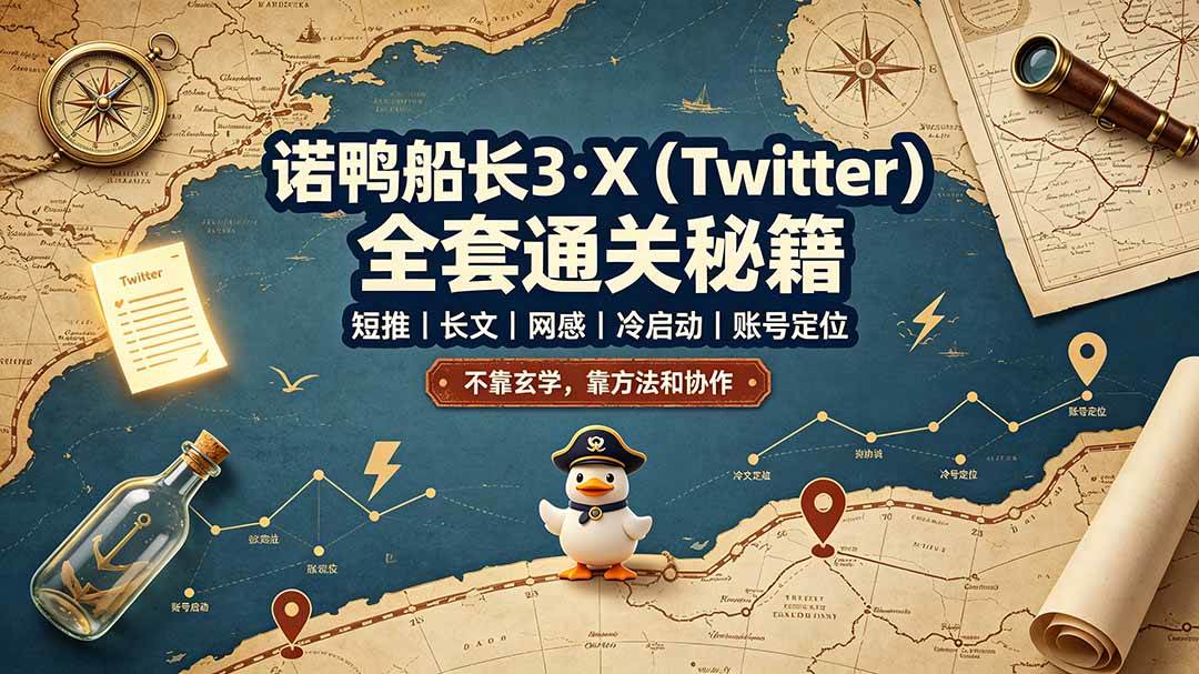 （19215期）诺鸭船长3·X（Twitter）全套通关秘籍，短推、长文、网感、冷启动、账号定位，不靠玄学，靠方法和协作-985网创