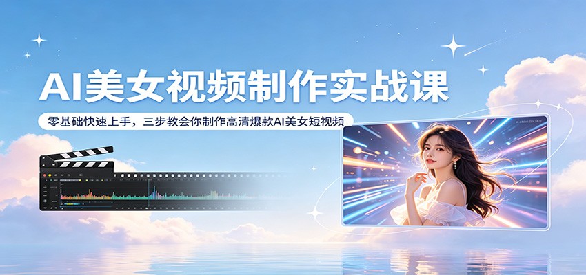 AI美女视频制作实战课：零基础快速上手，三步教会你制作高清爆款AI美女短视频-985网创