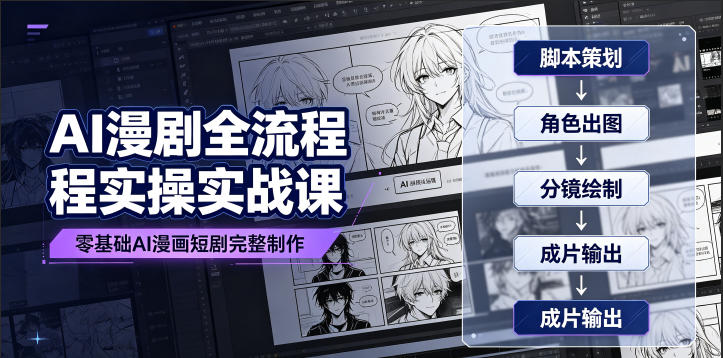 AI漫剧全流程实操实战课｜零基础AI漫画短剧完整制作、脚本出图成片全链路落地教程-985网创