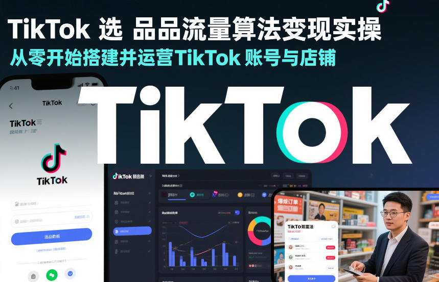 TikTok选品流量算法变现实操，从零开始搭建并运营TikTok账号与店铺-985网创