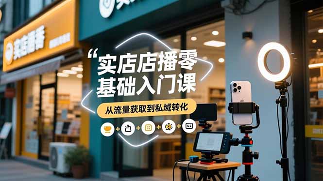 实体店播零基础入门课，实体店+短视频+直播+微信生态+私域社群，从流量获取到私域转化-985网创