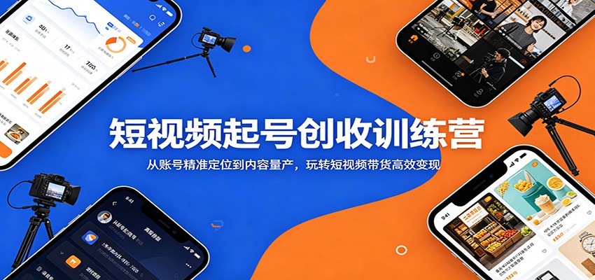 短视频起号创收训练营：从账号精准定位到内容量产，玩转短视频带货高效变现-985网创