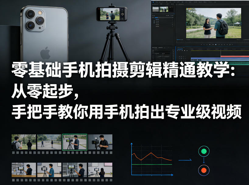 零基础手机拍摄剪辑精通教学：从零起步，手把手教你用手机拍出专业级视频-985网创