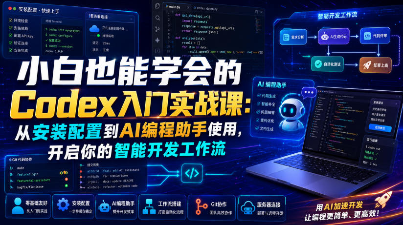 小白也能学会的Codex入门实战课：从安装配置到AI编程助手使用，开启你的智能开发工作流-985网创