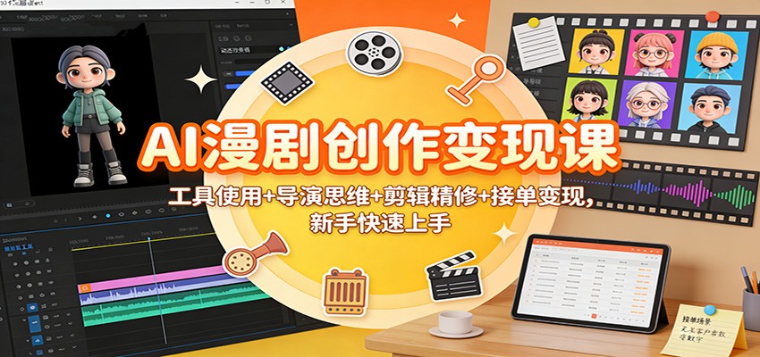 AI漫剧创作变现课：工具使用+导演思维+剪辑精修+接单变现，新手快速上手-985网创