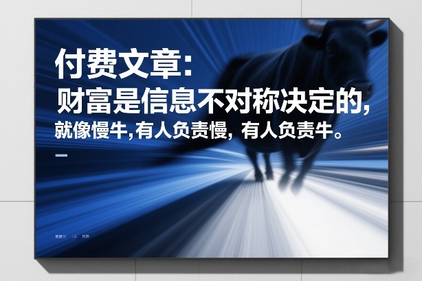 付费文章：财富是信息不对称决定的，就像慢牛，有人负责慢，有人负责牛-985网创