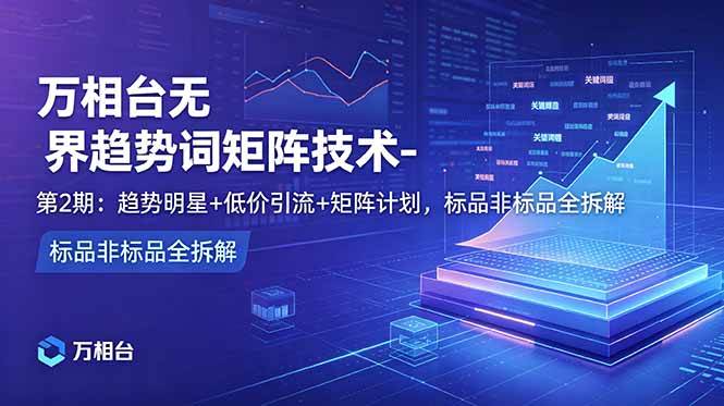 （18861期）万相台无界趋势词矩阵技术-第2期：趋势明星+低价引流+矩阵计划，标品非标品全拆解-985网创