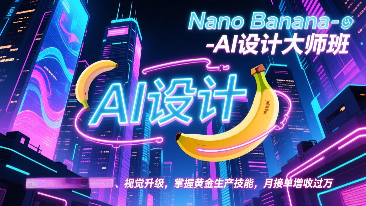 Nano Banana-AI设计大师班，修图合成、广告创作、视觉升级，掌握黄金生产技能，月接单增收过万-985网创