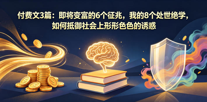 付费文3篇：即将变富的6个征兆，我的8个处世绝学，如何抵御社会上形形色色的诱惑-985网创