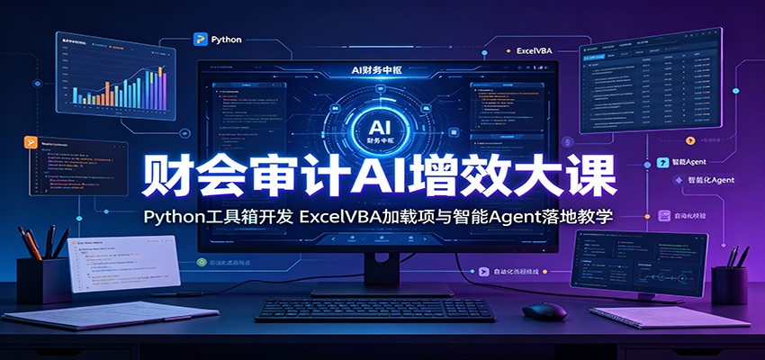 财会审计AI增效大课：Python工具箱开发，ExcelVBA加载项与智能Agent落地教学-985网创