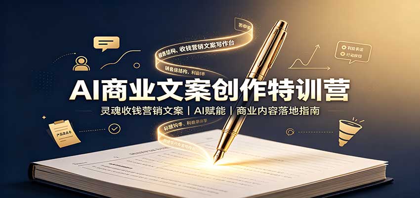 AI商业文案创作特训营：灵魂收钱营销文案，AI赋能，商业内容落地指南-985网创