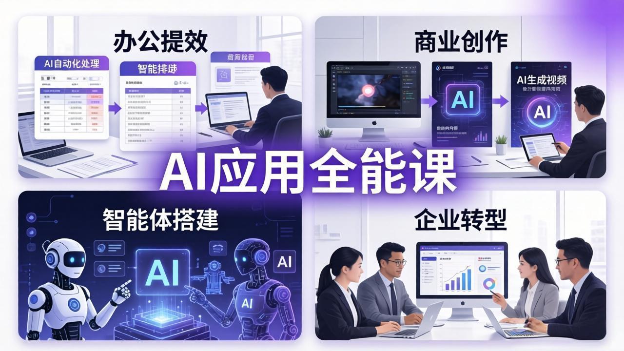 AIGC 应用师全能课-更新：办公提效、商业创作、智能体搭建、企业转型，一站式学会AI应用-985网创