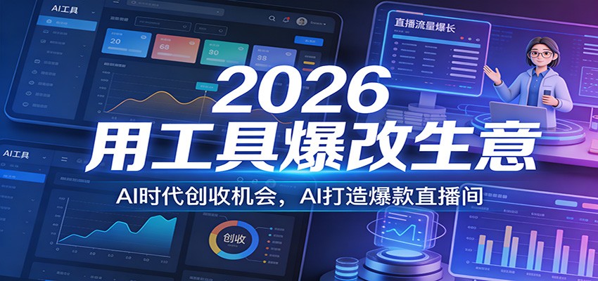 2026用工具爆改生意，AI时代创收机会，AI打造爆款直播间-985网创