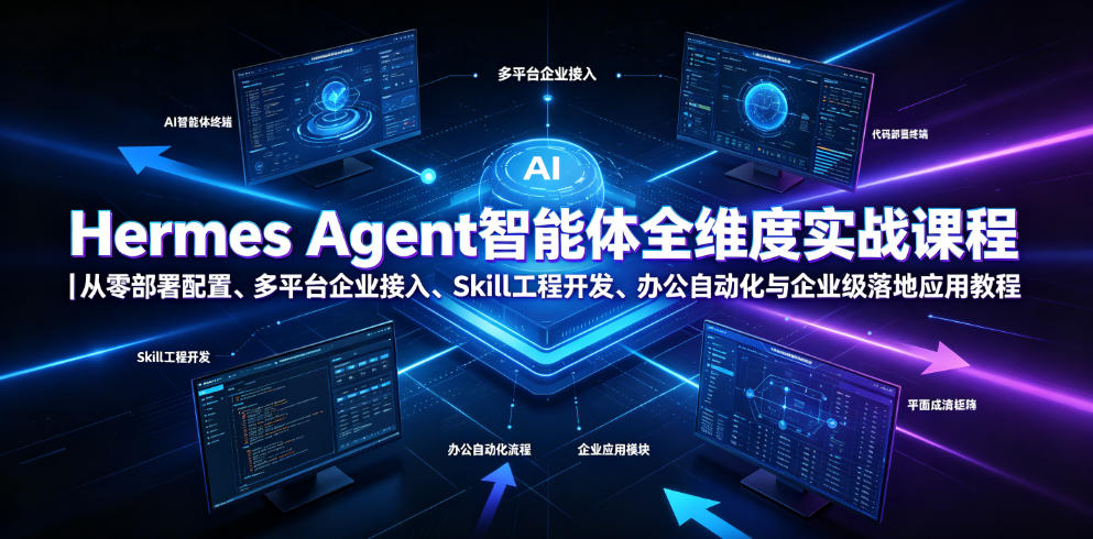 Hermes Agent智能体全维度实战课程｜从零部署配置、多平台企业接入、Skill工程开发、办公自动化与企业级落地应用教程-985网创