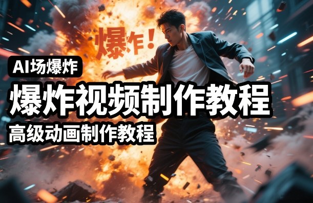 AI场景爆炸视频制作教程，利用人物实拍视频制作出高级的动画特效-985网创