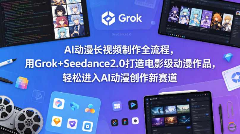 AI动漫长视频制作全流程，用Grok+Seedance2.0打造电影级动漫作品，轻松进入AI动漫创作新赛道-985网创