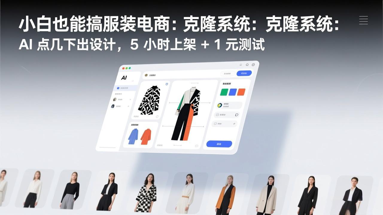 小白也能搞服装电商：克隆系统：AI 点几下出设计，5 小时上架 + 1 元测试-985网创