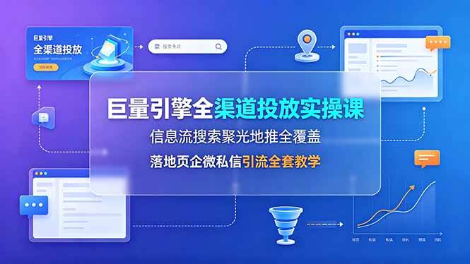 （19181期）巨量引擎全渠道投放实操课，信息流搜索聚光地推全覆盖，落地页企微私信引流全套教学-985网创