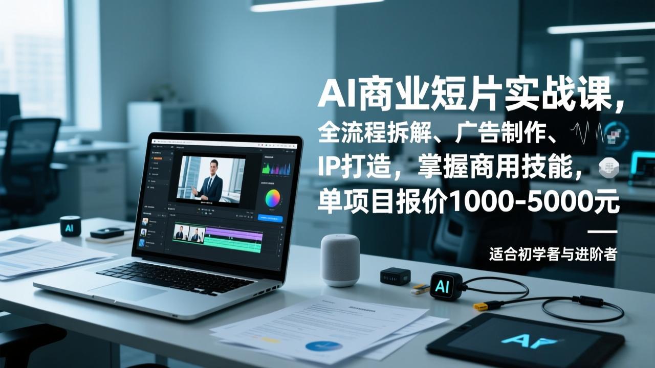 AI商业短片实战课，全流程拆解、广告制作、IP打造，掌握商用技能，单项目报价1000-5000元-985网创