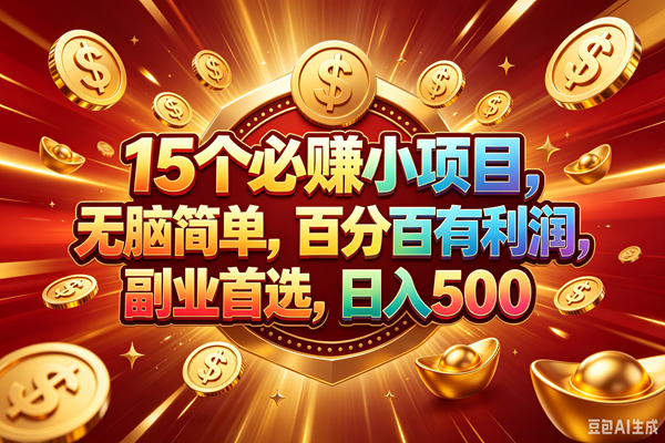 （19143期）15个必赚的小项目，百分百赚元子，无脑简单，副业首选，日入500+-985网创