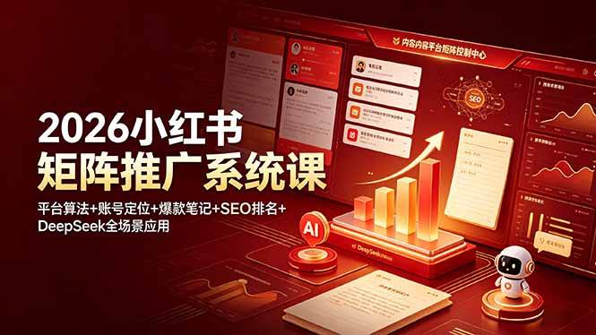 （19129期）2026小红书矩阵推广系统课：平台算法+账号定位+爆款笔记+SEO排名+DeepSeek全场景应用-985网创