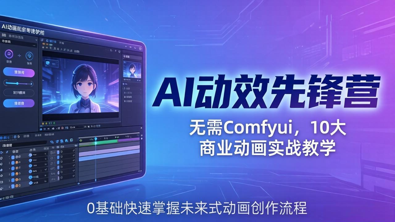AI 动效先锋营：无需Comfyui，10大商业动画实战教学，0基础快速掌握未来式动画创作流程-985网创