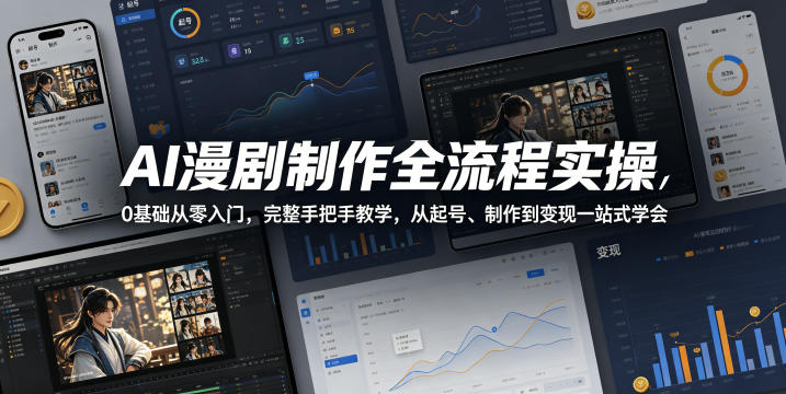 AI漫剧制作全流程实操，0基础从零入门，完整手把手教学，从起号、制作到变现一站式学会-985网创