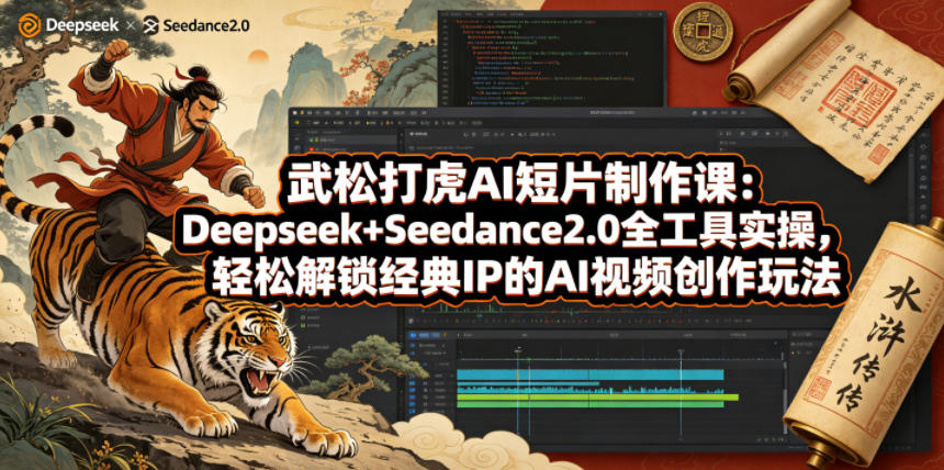 武松打虎AI短片制作课：Deepseek+Seedance2.0全工具实操，轻松解锁经典IP的AI视频创作玩法-985网创