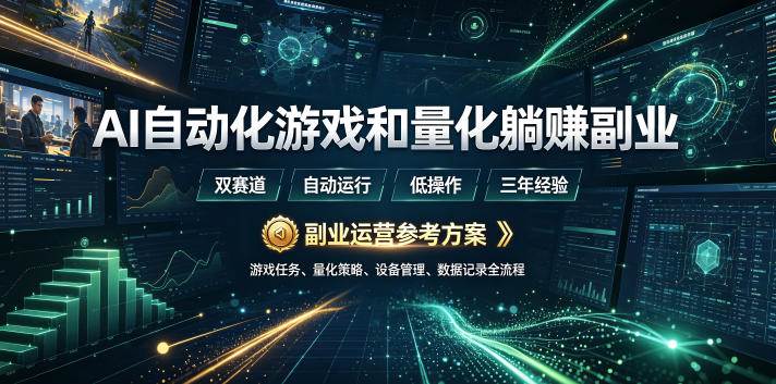 （19388期）AI全自动游戏和量化躺赚副业：日入几百，稳定运行三年的项目！-985网创