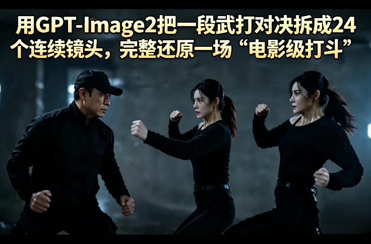 用GPT-Image2把一段武打对决拆成24个连续镜头，完整还原一场“电影级打斗”-985网创