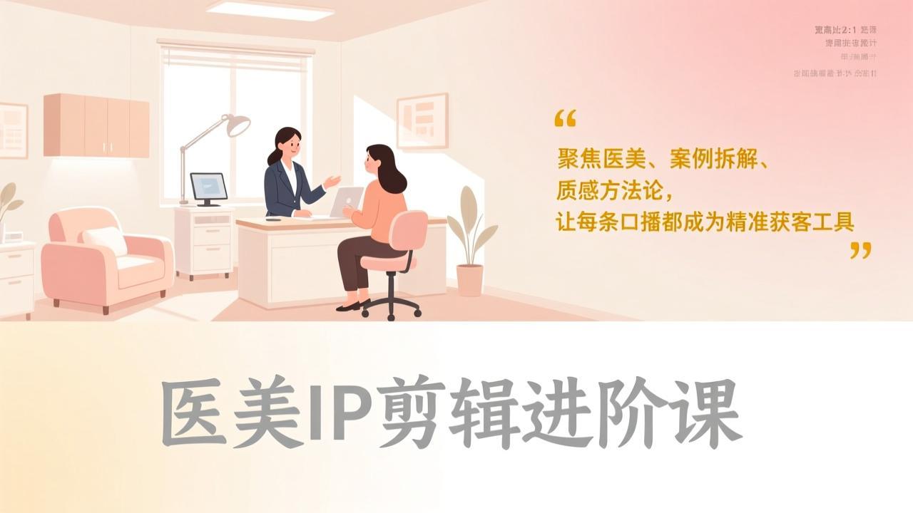 医美IP剪辑进阶课，聚焦医美、案例拆解、质感方法论，让每条口播都成为精准获客工具-985网创