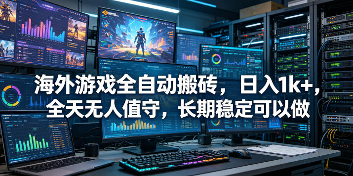 海外游戏全自动搬砖项目，日入1k+，全天无人值守，长期稳定可以做【揭秘】-985网创