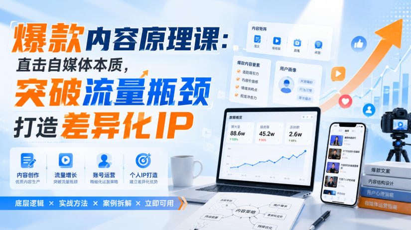 爆款内容原理课：直击自媒体本质，突破流量瓶颈打造差异化IP-985网创