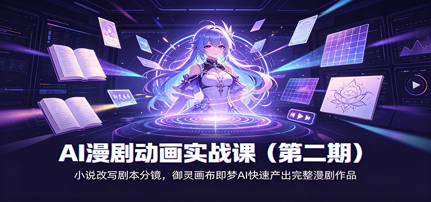 AI漫剧动画实战课(第二期)：小说改写剧本分镜，御灵画布即梦AI快速产出完整漫剧作品-985网创