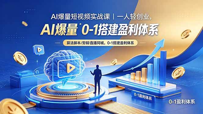 （18652期）AI爆量短视频实战课｜一人轻创业，算法脚本剪辑直播同城，0-1搭建盈利体系-985网创