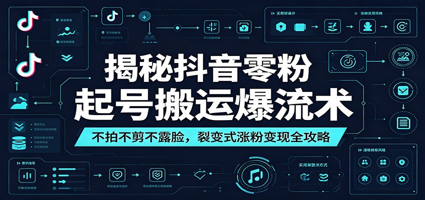 揭秘抖音零粉起号搬运爆流术：不拍不剪不露脸，裂变式涨粉变现全攻略-985网创