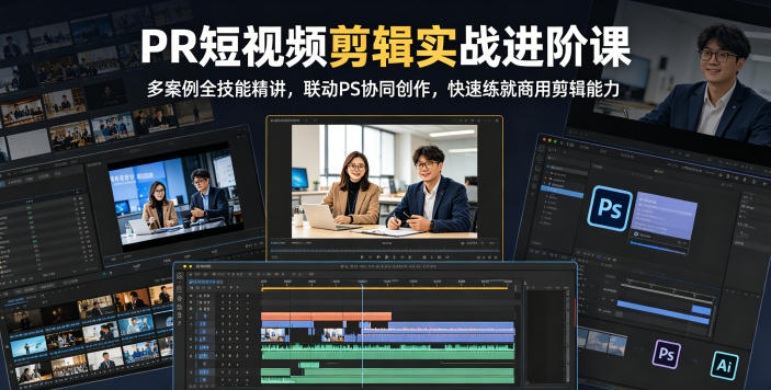 PR短视频剪辑实战进阶课，多案例全技能精讲，联动PS协同创作，快速练就商用剪辑能力-985网创