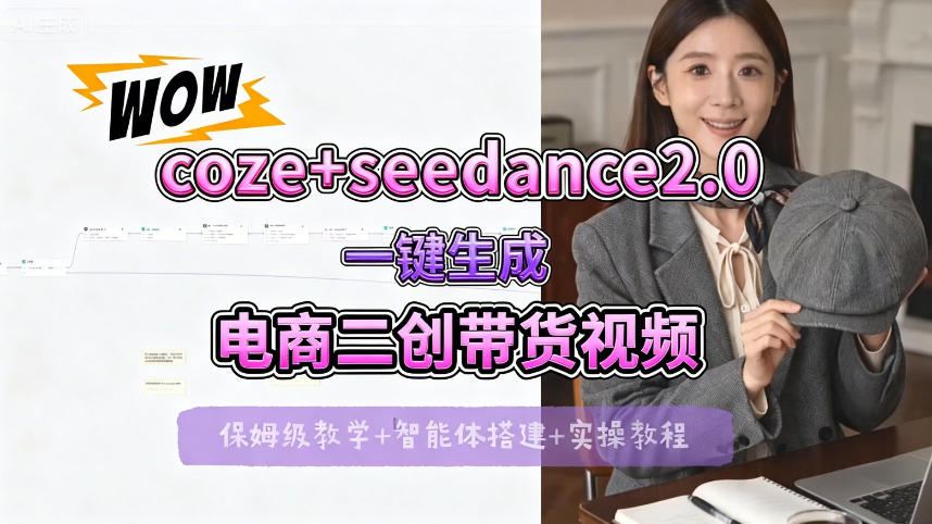 【Coze工作流搭建实操教程】seedance2.0+coze一键生成电商二创带货视频，全流程保姆级教学-985网创