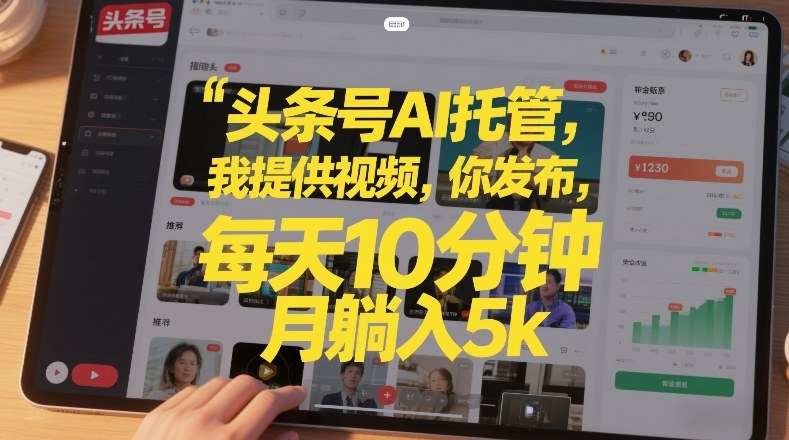 头条号AI托管，我提供视频，你发布，每天10分钟，月躺入5k+【揭秘】-985网创