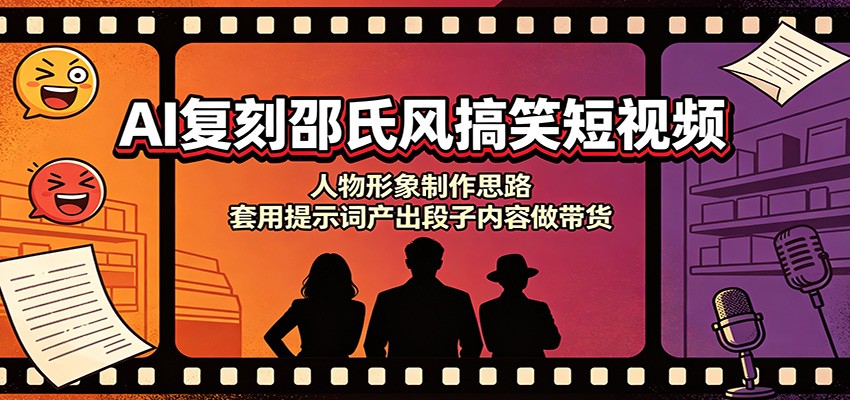 AI复刻邵氏风搞笑短视频：人物形象制作思路，套用提示词产出段子内容做带货-985网创