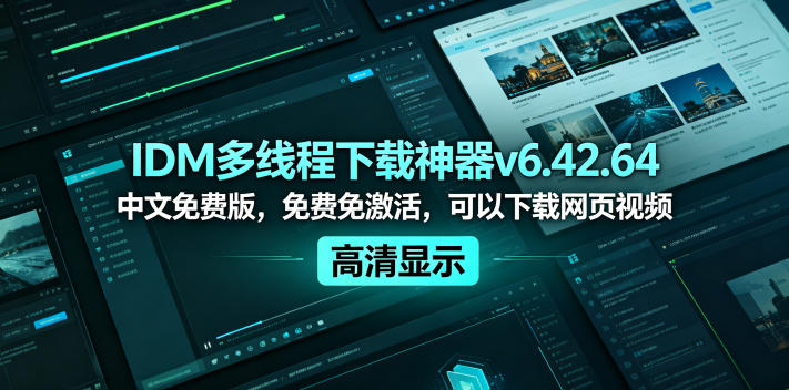 IDM多线程下载神器v6.42.64中文免费版，免费免激活，可以下载网页视频（例如飞书文档内的视频）-985网创