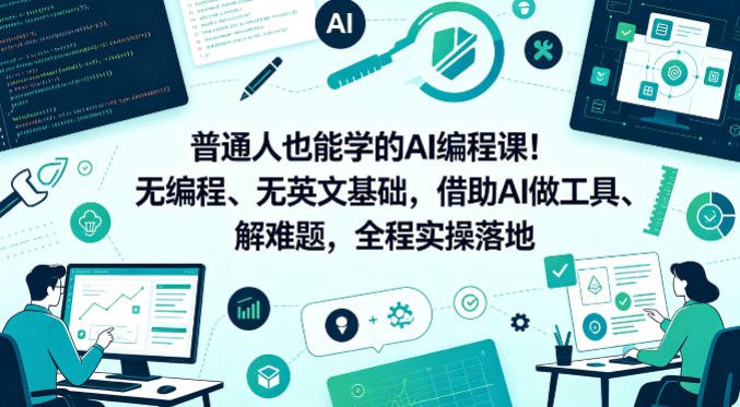 普通人也能学的AI编程课！无编程、无英文基础，借助AI做工具、解难题，全程实操落地（更新6月）-985网创