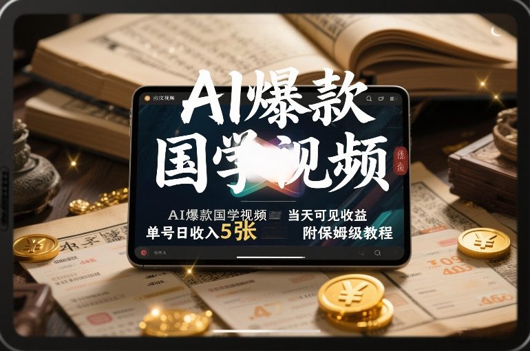 AI爆款国学视频，独家起号方法，小白直接上手，当天可见收益，单号日收入5张+附保姆级教程-985网创