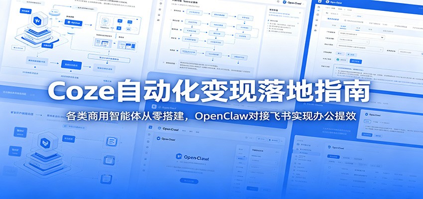 Coze自动化变现落地指南：各类商用智能体从零搭建，OpenClaw对接飞书实现办公提效-985网创