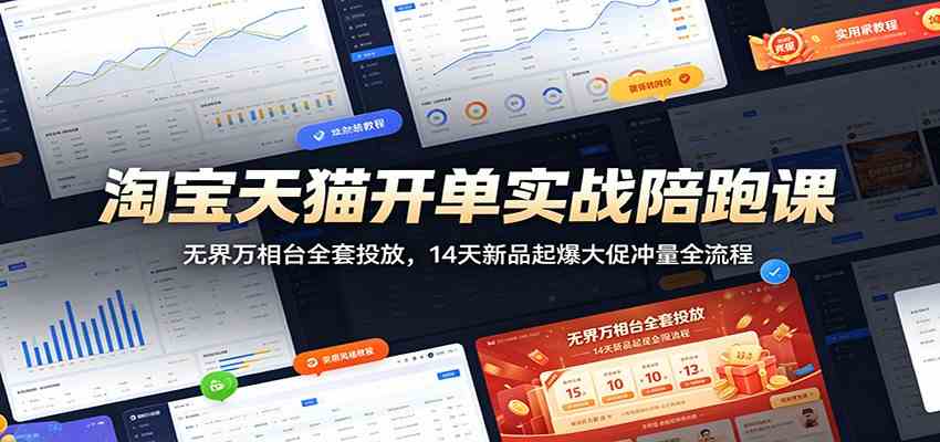 淘宝天猫开单实战陪跑课：无界万相台全套投放，14天新品起爆大促冲量全流程-985网创