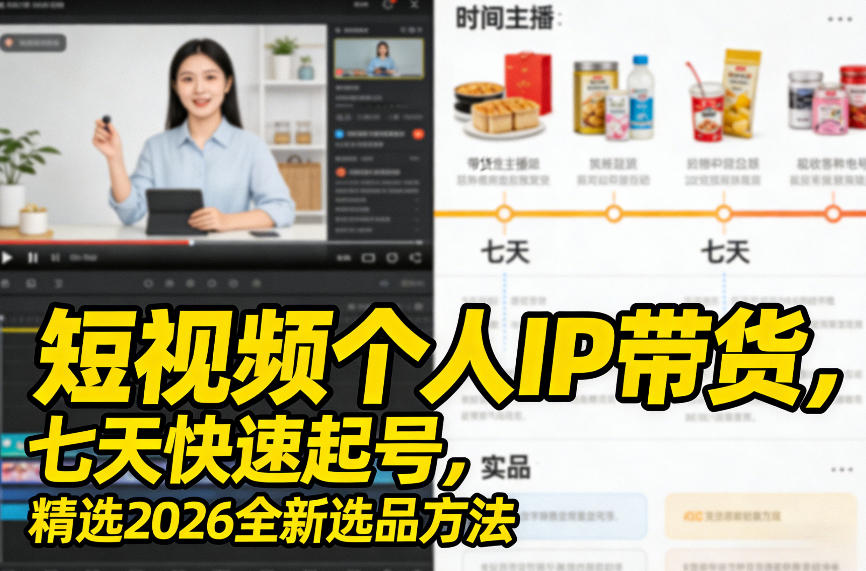 短视频个人IP带货，七天快速起号，精选2026全新选品方法-985网创