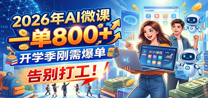 2026年AI微课，一单800+，开学季刚需爆单，告别打工！-985网创
