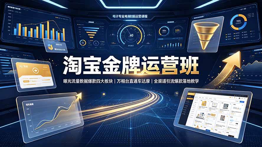 （19434期）淘宝金牌运营班-7月：曝光流量数据爆款四大板块｜万相台直通车达摩｜全渠道引流爆款落地教学-985网创